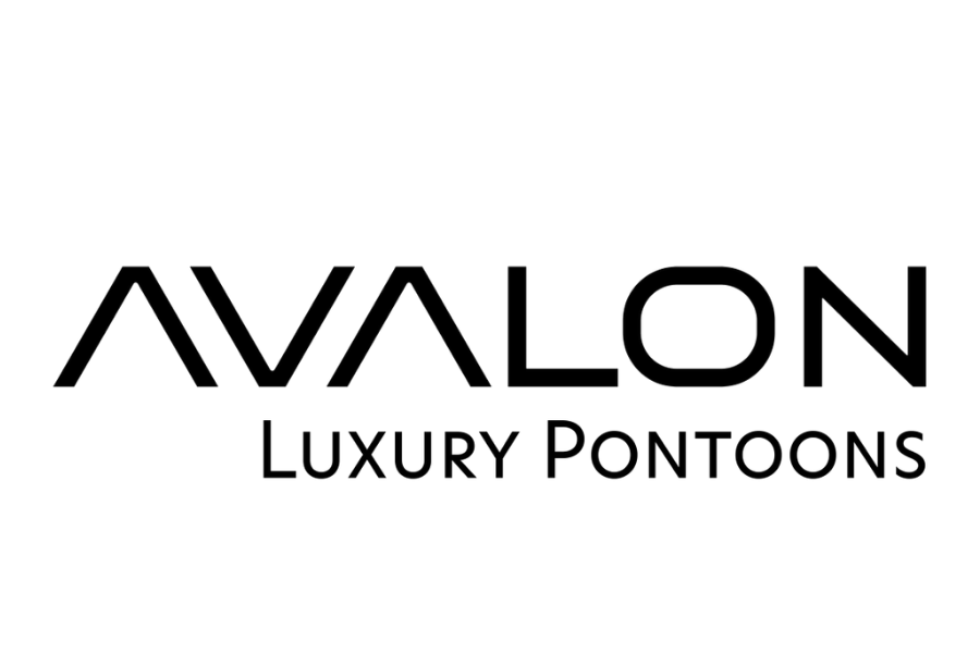 Logo for Avalon Luxury Pontoons in black text on a white background.
