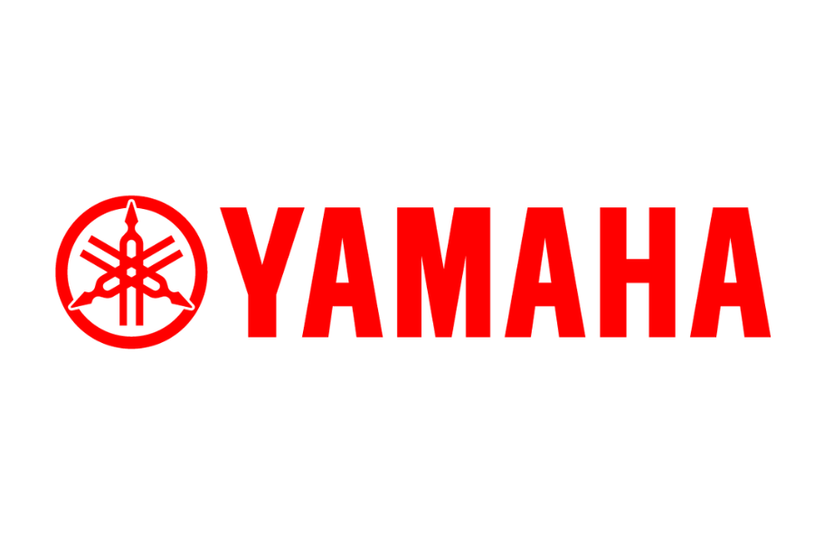 Yamaha logo with red font and emblem on a white background.