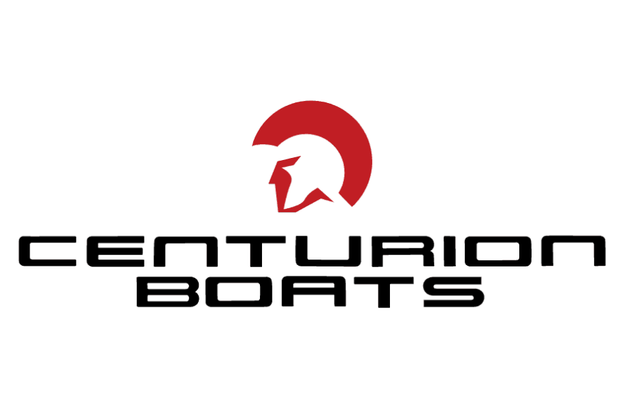 Centurion Boats logo featuring a red stylized Roman centurion helmet and the words 'Centurion Boats' in black.