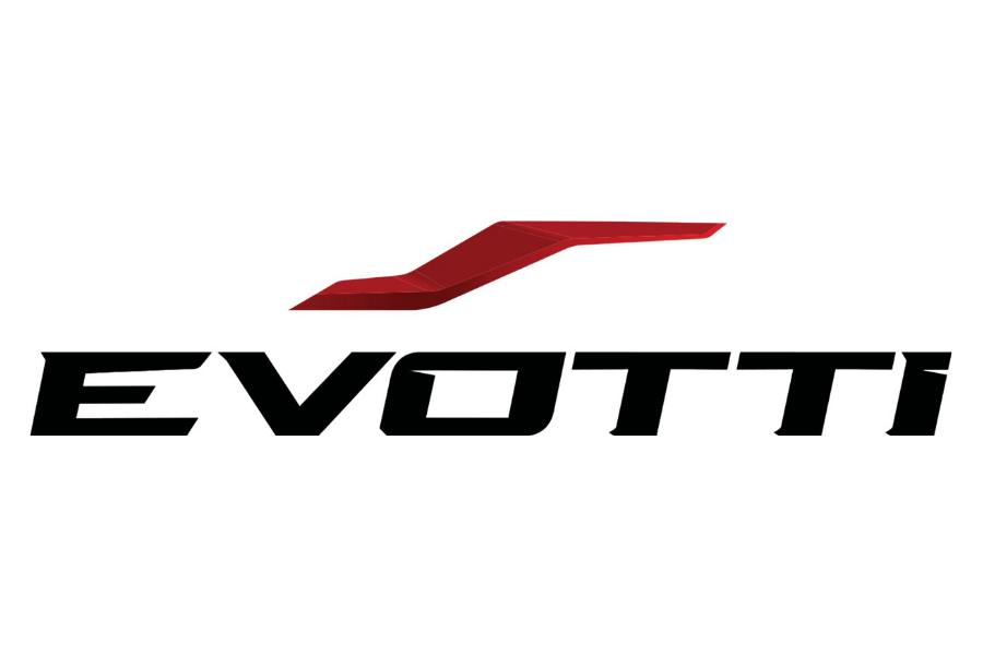 Logo of Evotti with stylized red graphic above the brand name in bold black font.