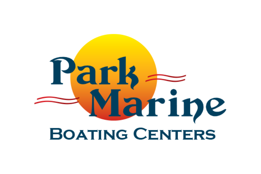 Logo for Park Marine Boating Centers featuring a stylized sunset with red waves and dark blue text.