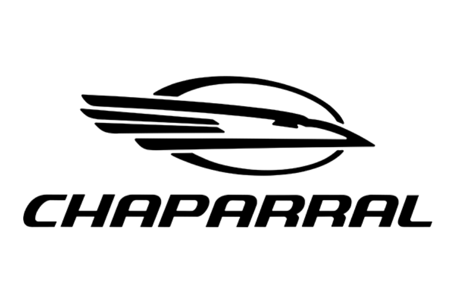 A stylized black logo with a bird in motion and the word "Chaparral" beneath it.