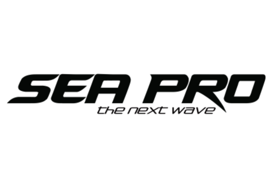 Logo for Sea Pro with the tagline "the next wave" in black text on a white background.