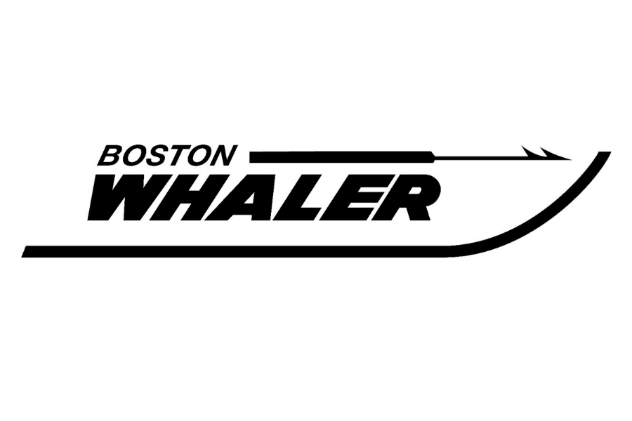 Black logo with the words "Boston Whaler" and a stylized arrow or boat outline.