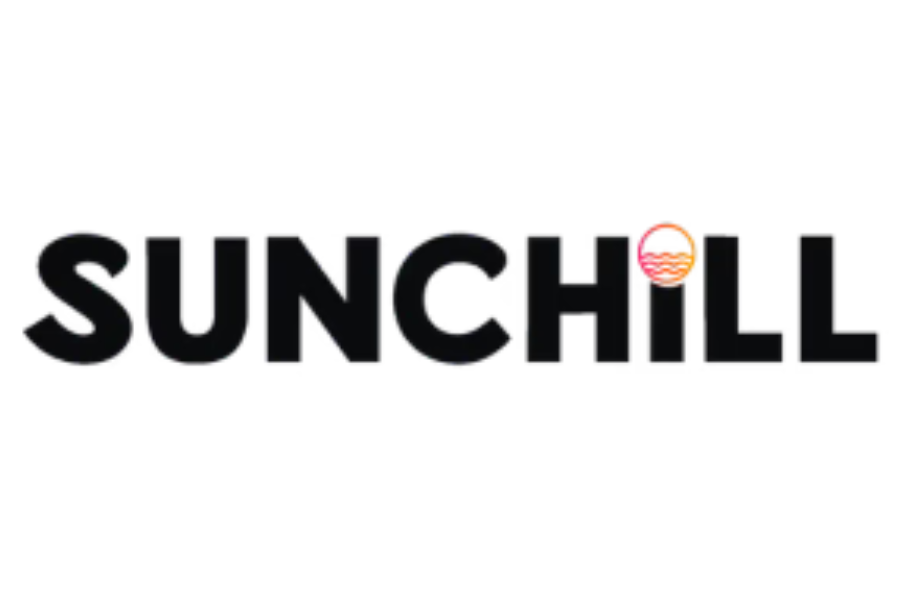 Logo of Sunchill with stylized sunset or sunrise icon replacing the letter 'O'.