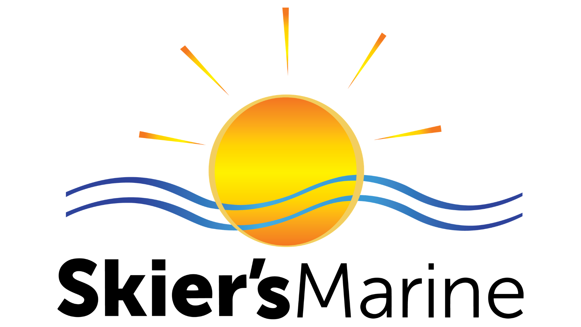 Logo with a sun, waves, and the text 'Skier's Marine'.
