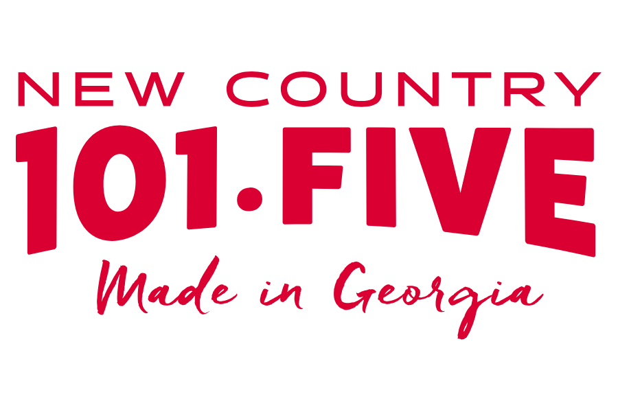 Text graphic reading 'New Country 101.5 Made in Georgia' in red on a white background.