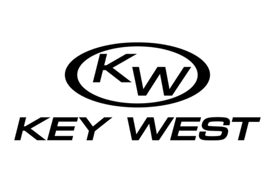 Logo with the letters "KW" inside an oval, with "KEY WEST" written below in bold uppercase letters.