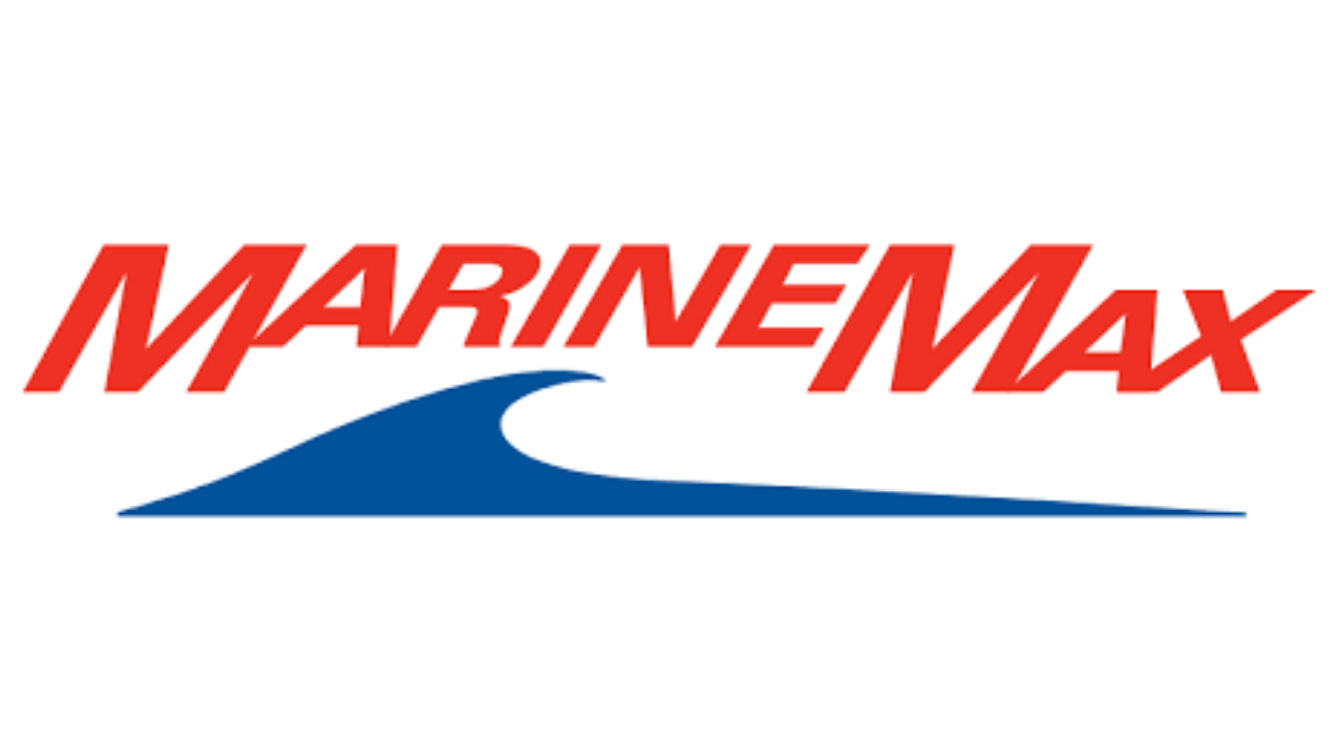 Marine Max logo with a stylized blue wave underneath the red text.