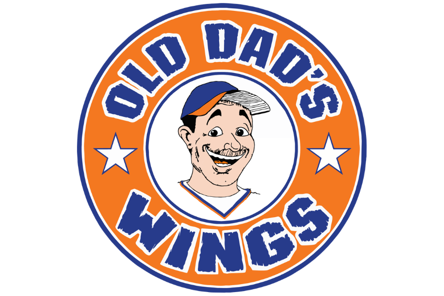 Logo for Old Dad's featuring a cartoon smiling man with a sailor hat, surrounded by the text 'OLD DAD'S' in orange, with orange stars.