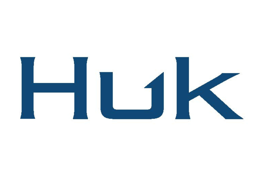 The logo of HUK in blue font on a white background.