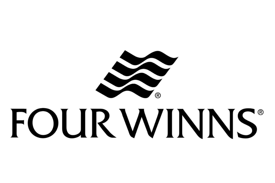 Black and white logo for Four Winns featuring stylized waves above the company name.