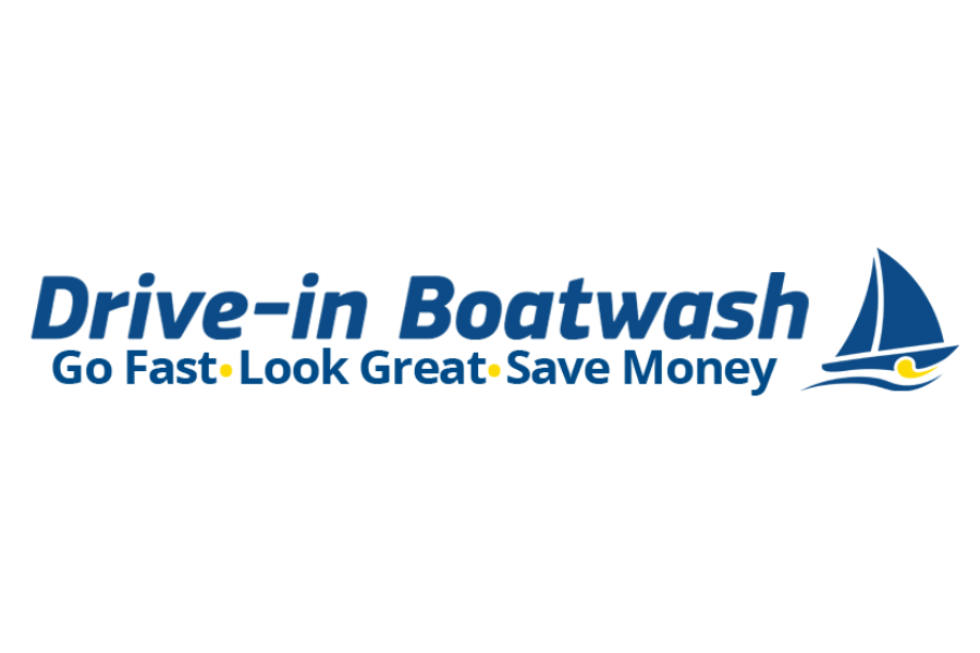 Logo for Drive-in Boatwash with a sailboat graphic and tagline: Go Fast • Look Great • Save Money.