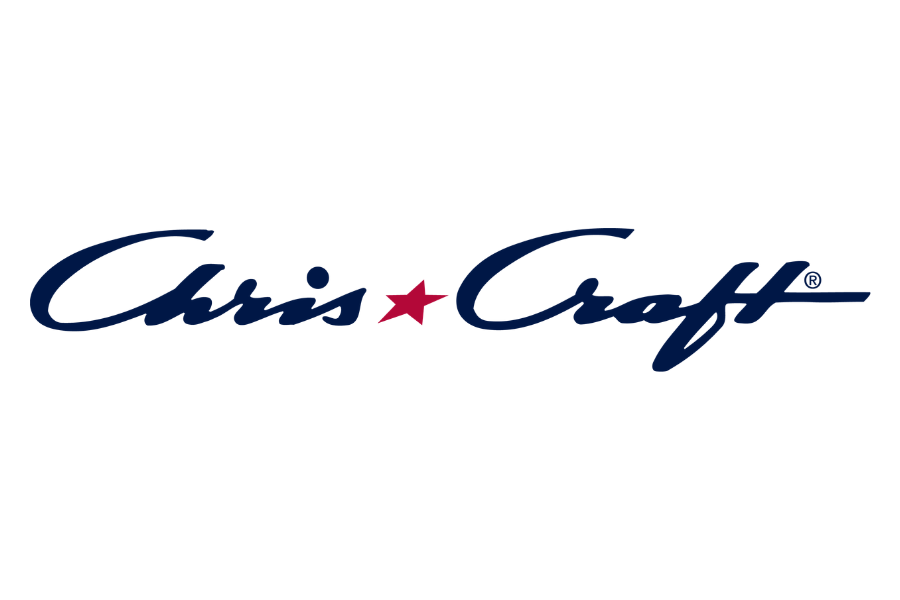 Chris Craft logo in blue cursive script with a red star in the middle on a white background.