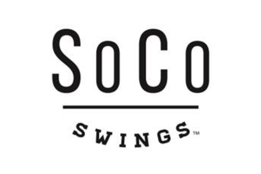 Logo of Soco Wings with the words 'Soco' above a line and 'Wings' below the line.