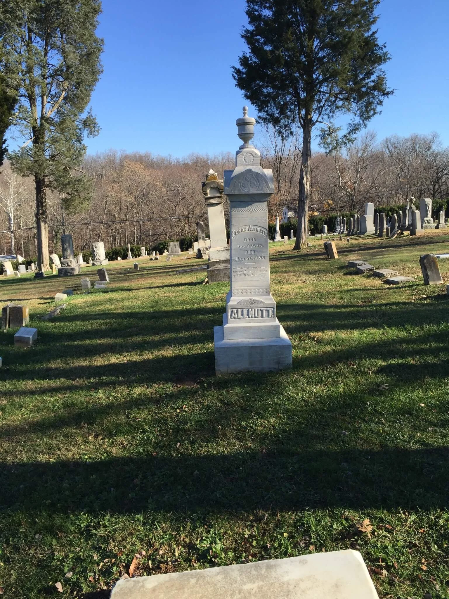 a cemetery monument that was restored with hand engraving