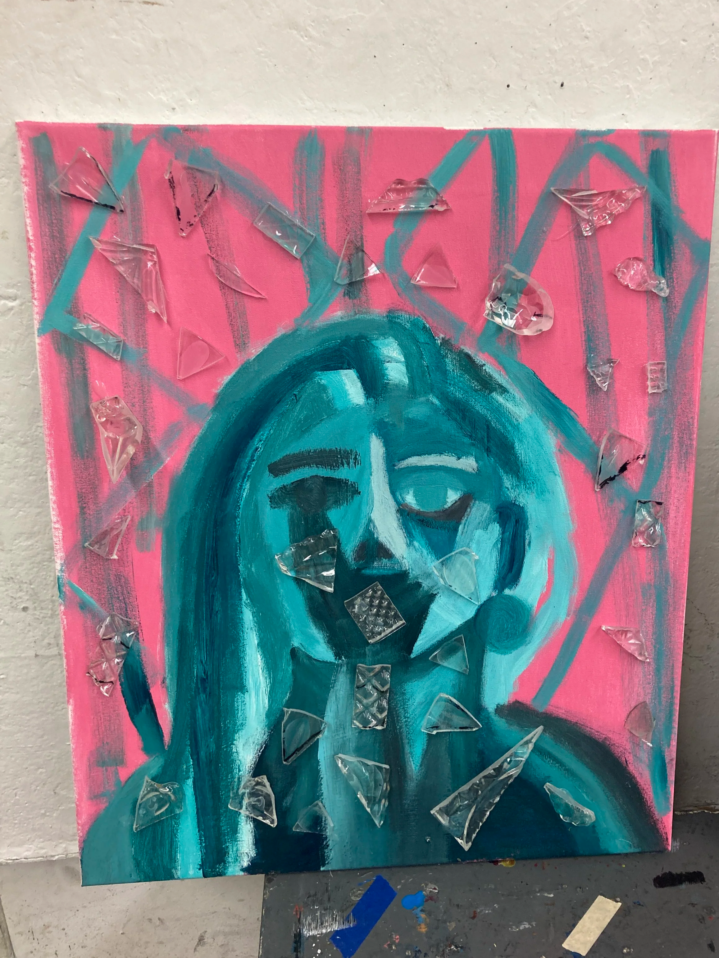 Medusa Screams Glass acrylic and glass 2024