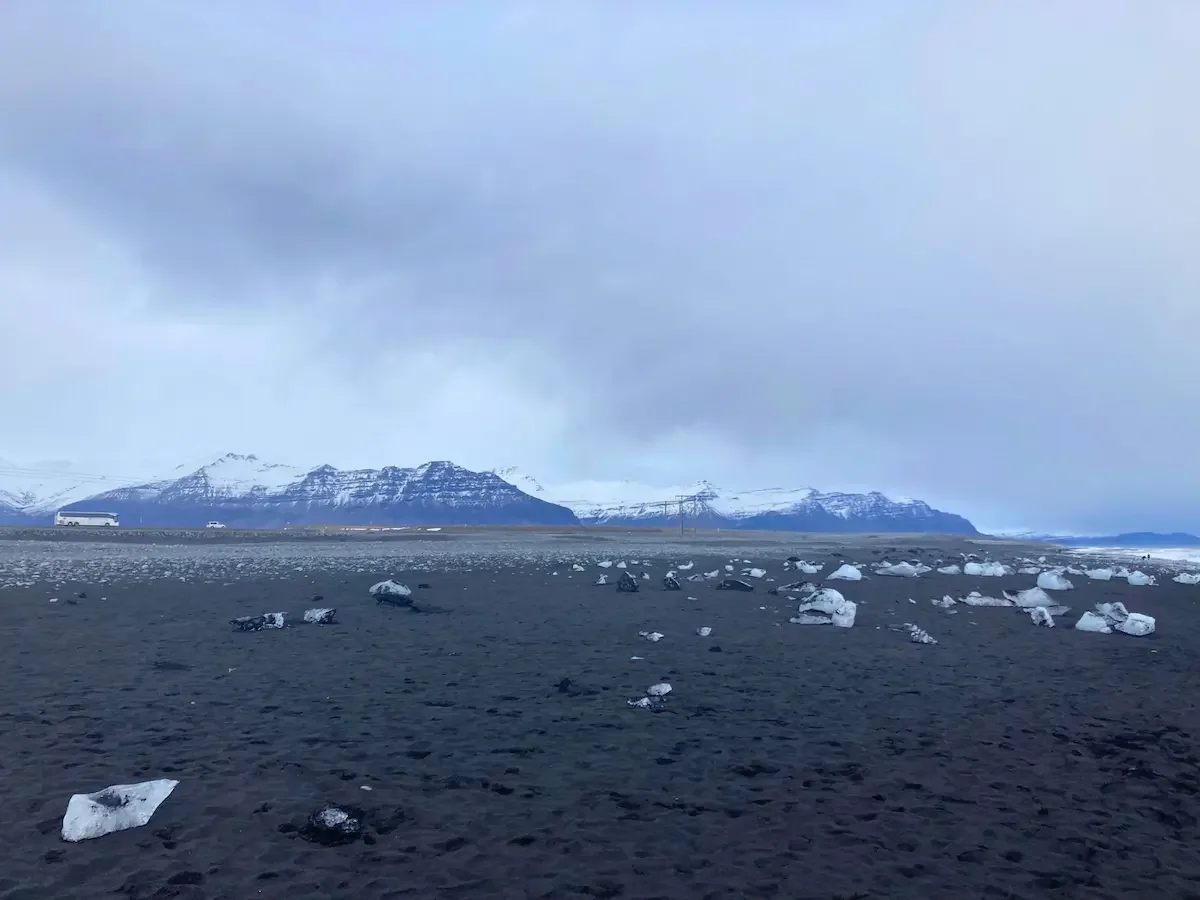 Copyright Knot Waste: Iceland, Diamond Beach - Ice diamonds sparkle on the black sand. 