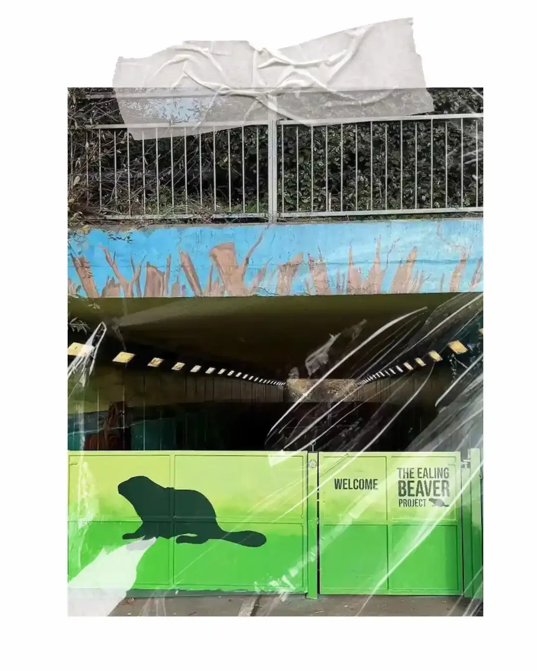 A mural with a beaver decorates an underpass entrance in Ealing London 