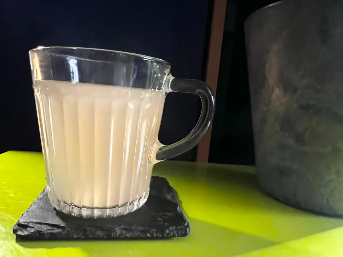 Apple peel chia tea made from leftover apple skins after baking an apple crumble