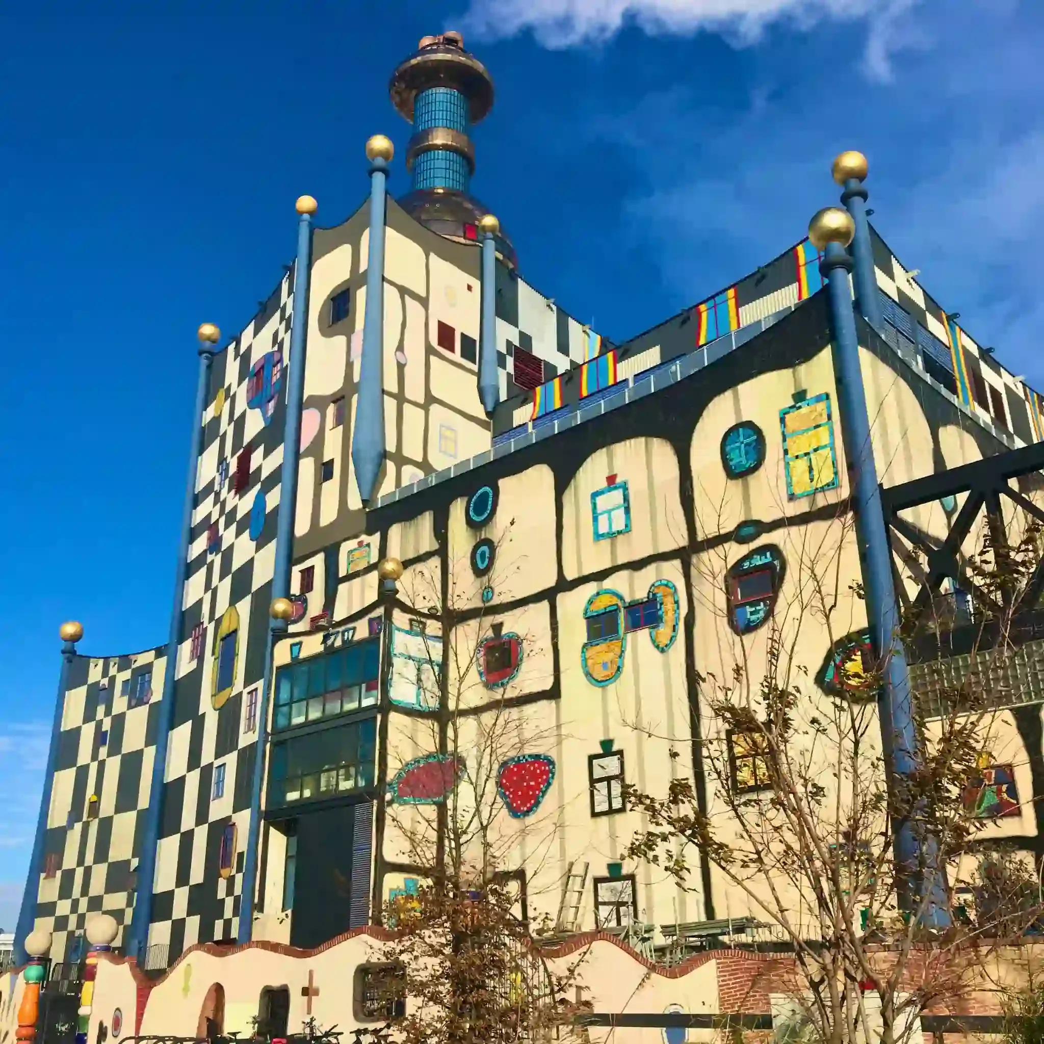 The colourful Spittelau Waste Incinerator in Vienna.