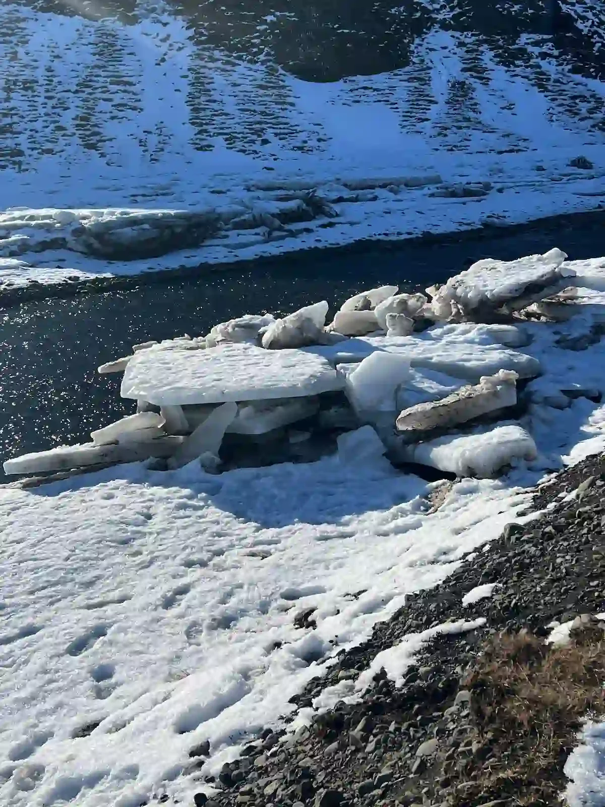 Copyright Knot Waste: Iceland - Ice shards leading to Séljalandsfoss Waterfall.