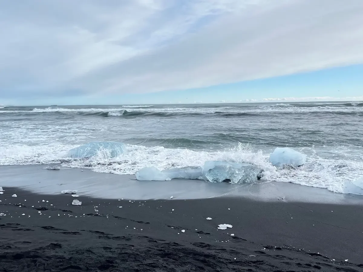Copyright Knot Waste:  Iceland, Jökulsárlón Glacier Lagoon - Famous for its Sneaker waves. Big waves unexpectedly surge much higher and farther up the black volcanic sand than preceding ones. It can be dangerous and has killed many tourists.