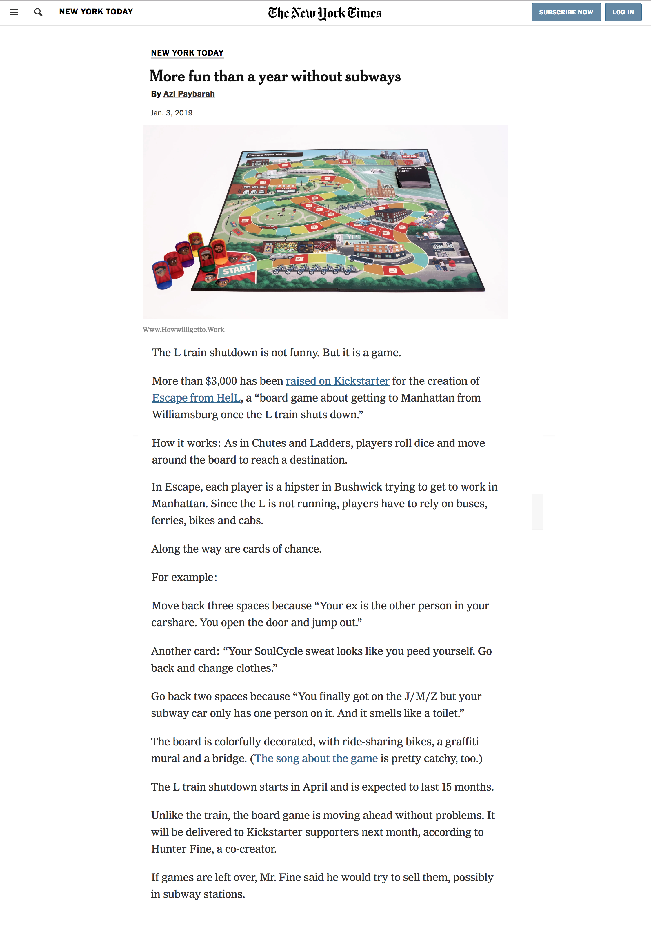 Photograph of a board game called 'Escape from Hell' on a white background, with colorful game pieces representing characters, a game board with a winding path, and some cards.