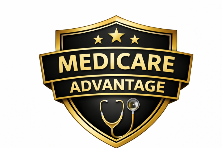 Medicare Advantage logo with a shield design, three stars, and a stethoscope at the bottom.