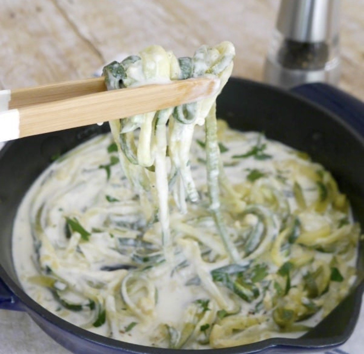 Keto Zucchini Noodles with alfredo sauce