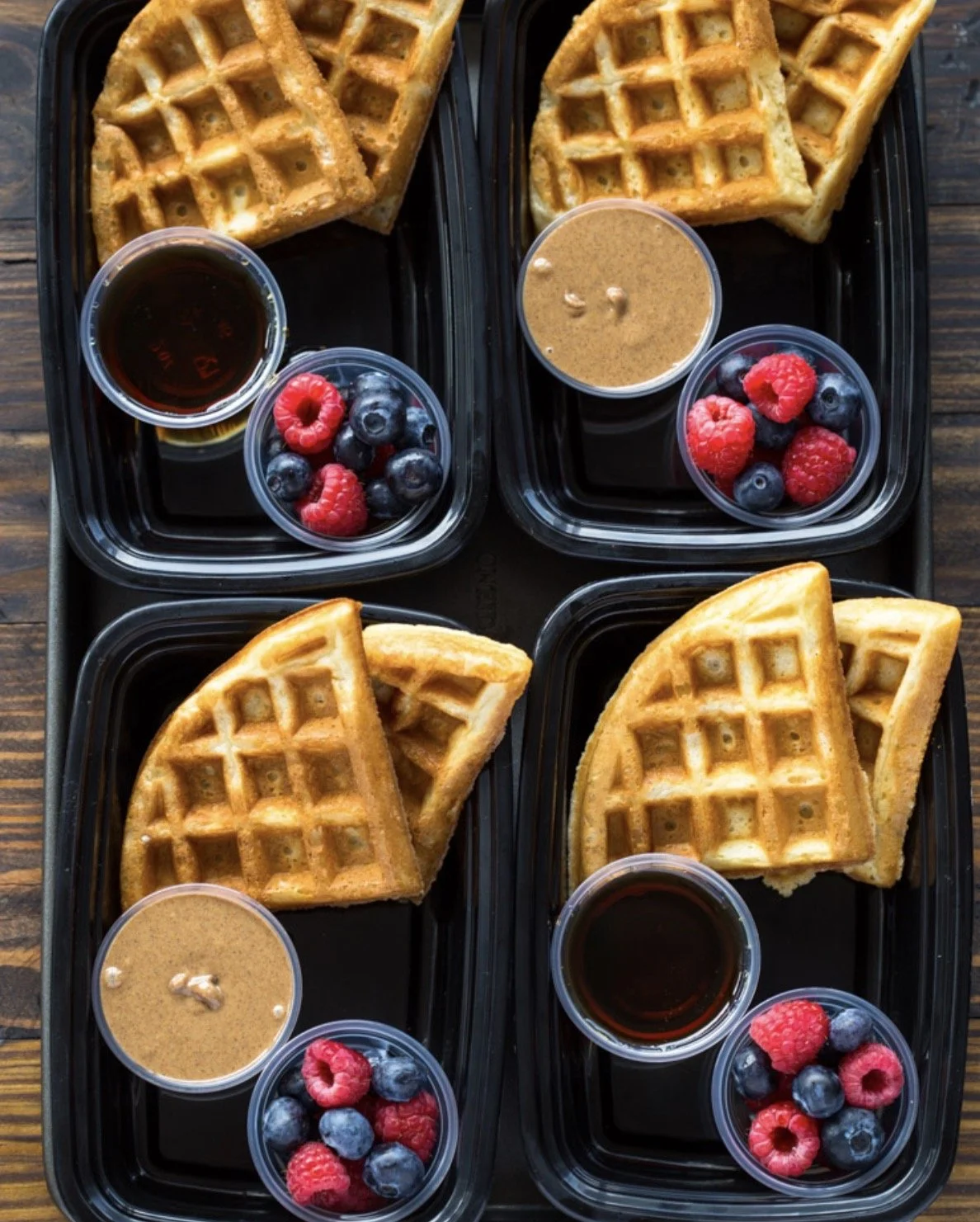 Waffles with fresh fruit and Almond Butter