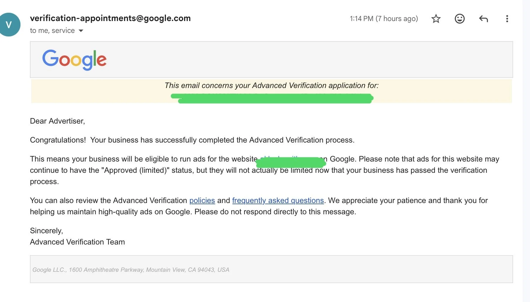 Google Advanced Verification for Locksmith business.