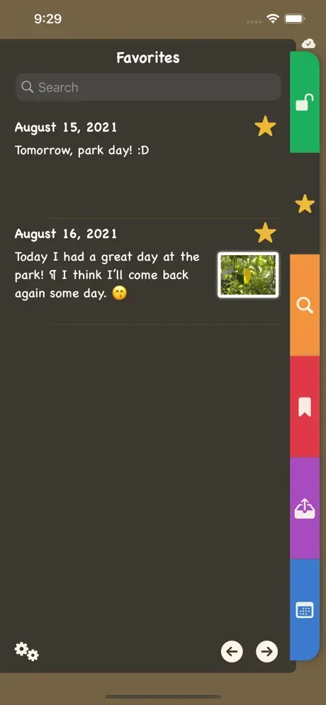 Bookmarks page - dark mode