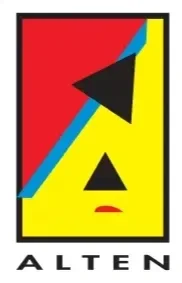 Abstract geometric design with a red, yellow, black, and blue color scheme and the word 'ALTEN' at the bottom.