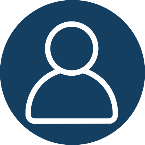 Generic user profile icon with a silhouette of a person inside a dark blue circle.