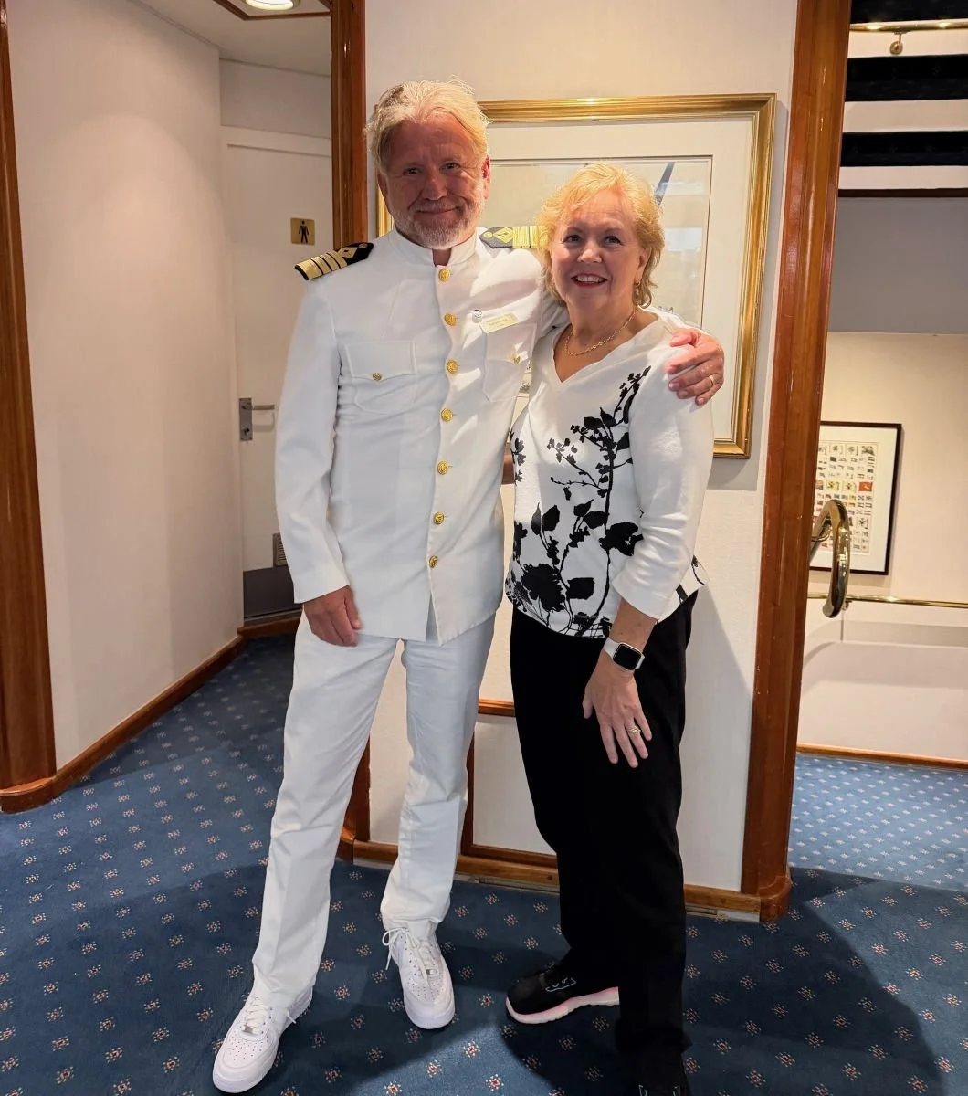 Karen Dawson with Captain Lund SeaDream Yacht Club