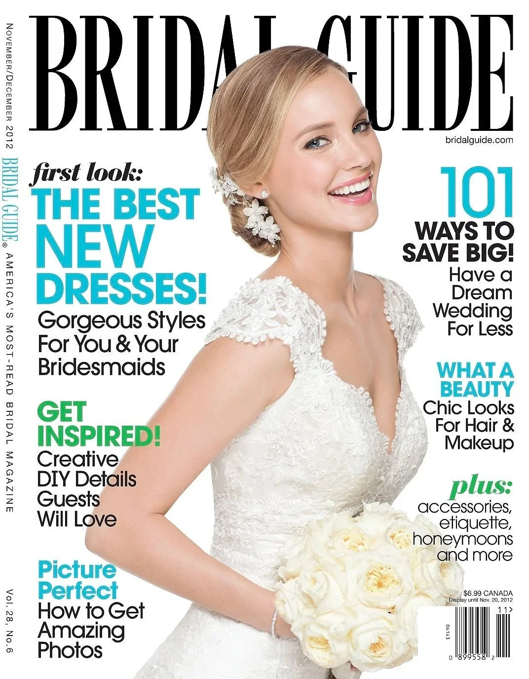 Bridal makeup by New York City makeup artist Elisa Flowers, featured on the cover of Bridal Guide, highlighting radiant skin and refined, modern bridal beauty
