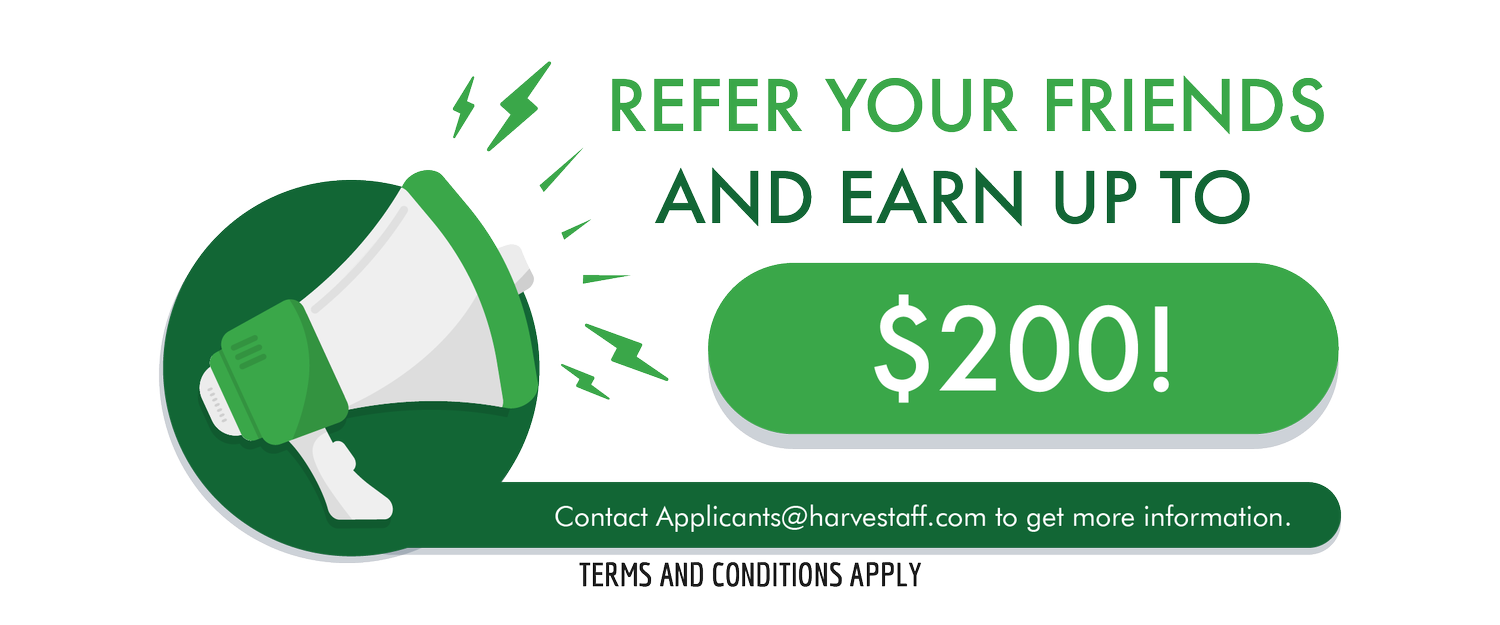 Advertisement encouraging people to refer friends and earn up to 200 dollars, with a green and white megaphone icon and contact email for more information.