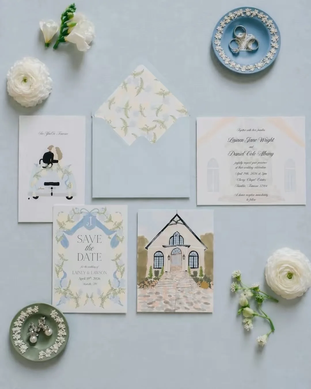 Something blue never goes out of style. Loved creating this invitation set for a blue and white hydrangea wedding! #weddinginspiration #weddinginvitationideas #stationery #luxurywedding