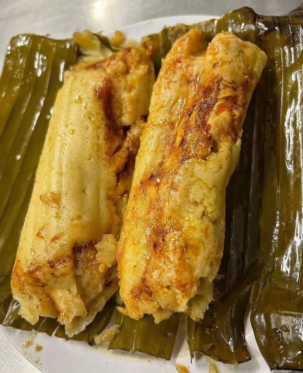 Traditional Pork Tamal in Banana Leaf