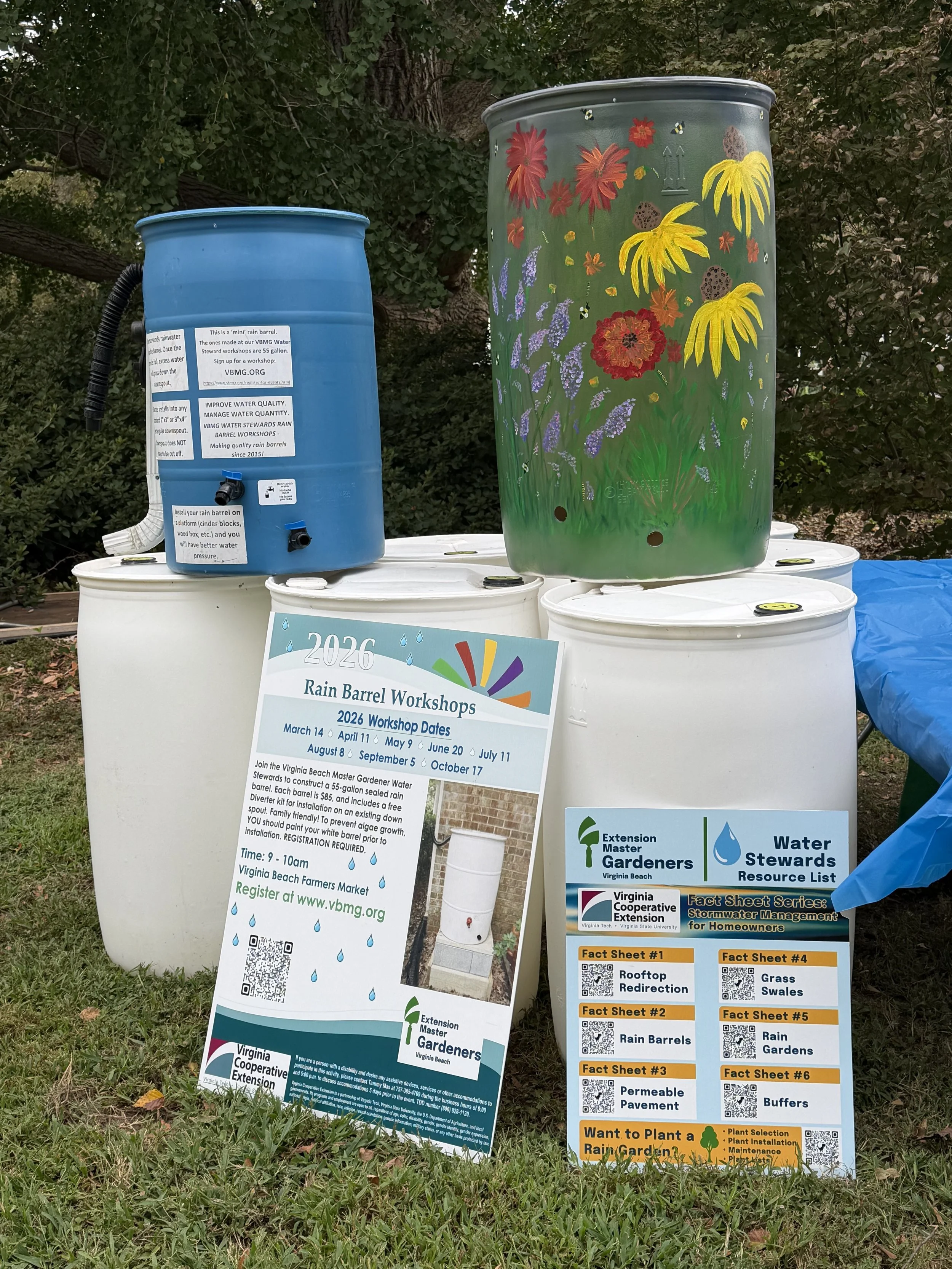 Rain Barrels stacked on top of each other