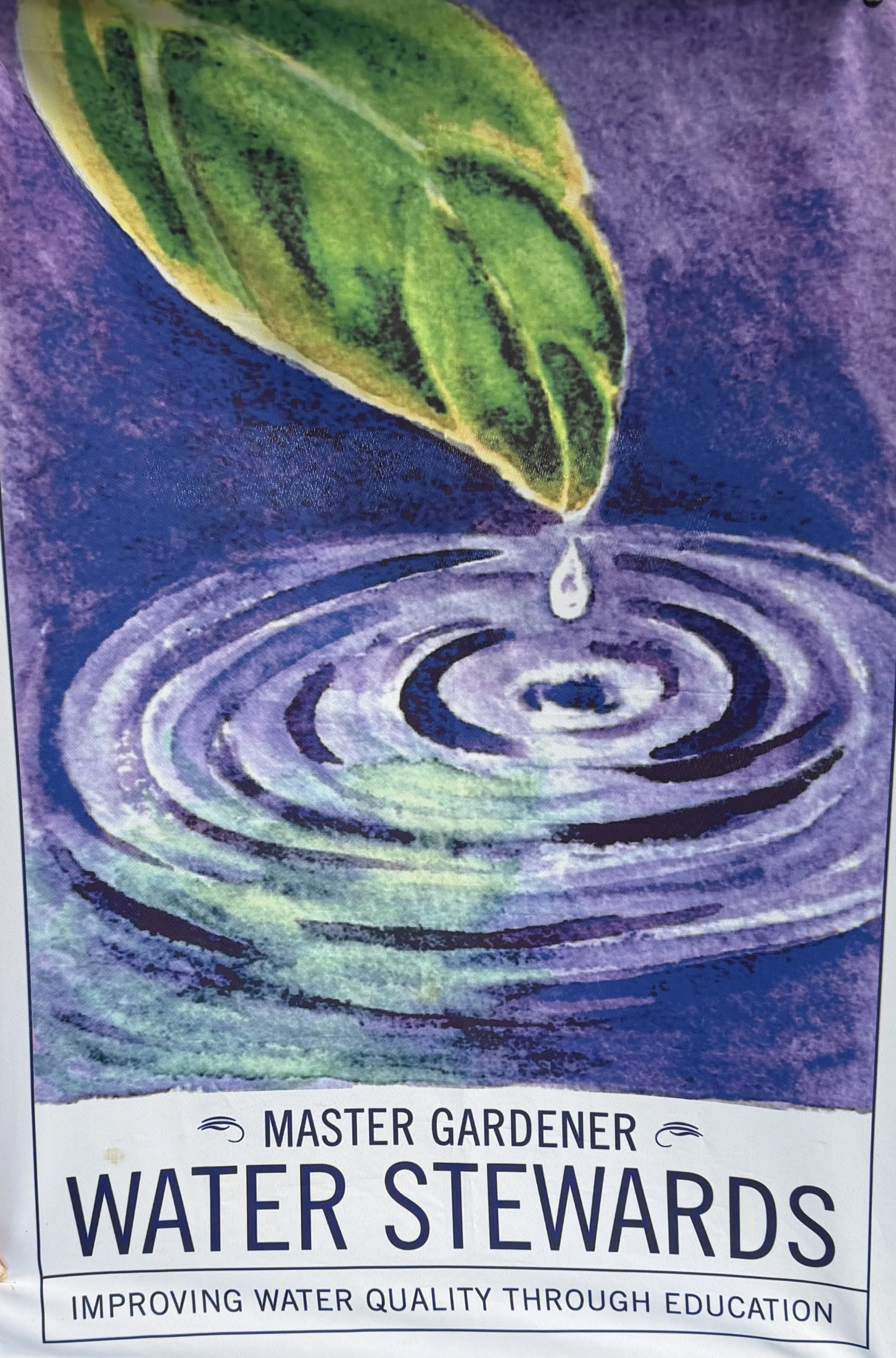 leaf dipping in water with water stewards logo