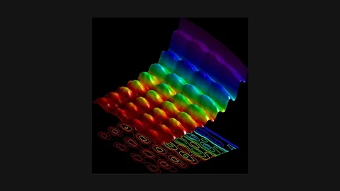 Carbone 2015: electron microscope image of light on nanowire showing wave interference and particle quantization – EPFL
