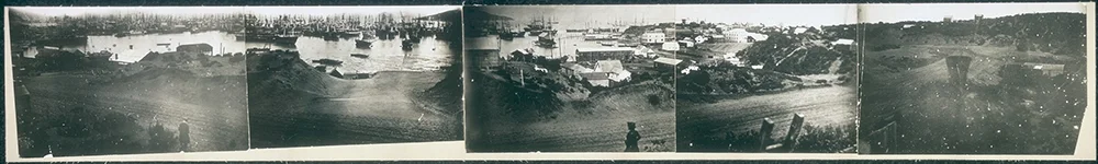 1851: panoramic daguerreotype of San Francisco — early multi-plate panorama of the Gold Rush city.