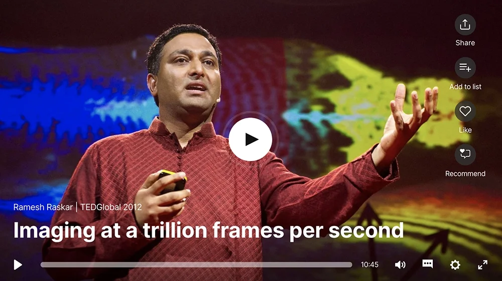 Ramesh Raskar presenting femto-photography at TED Global 2012, demonstrating light captured at one trillion frames per second