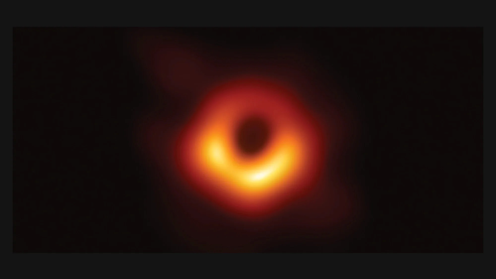 Event Horizon Telescope 2019: glowing orange ring of gas surrounding a dark shadow – first direct image of a black hole