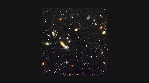 Williams 1995: 3,000+ galaxies in a tiny sky patch – 342 exposures stacked over 10 days via Hubble WF/PC2
