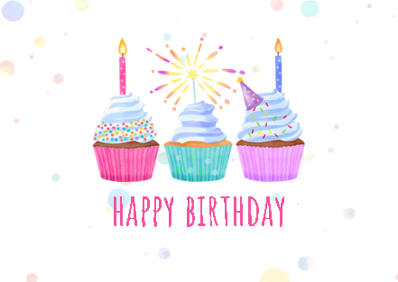 Sparkling Trio Watercolor Cupcake Birthday Card