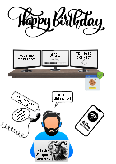 IT Tech Support "Age Loading" Birthday Card