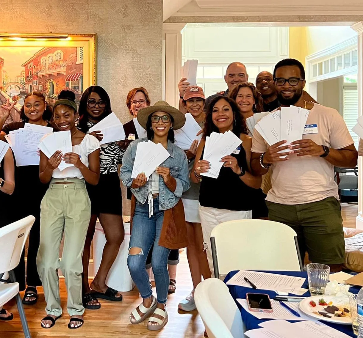 Vote Forward volunteers gathered to write letters